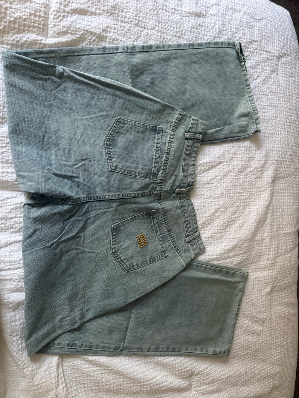 Miu Miu Sage Green Wide-Leg Jeans
